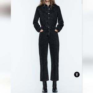 Zara Black Denim Jumpsuit